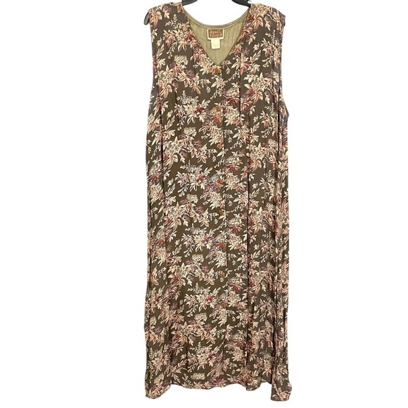 April Cornell Dresses & Skirts - Vintage April Cornell Brown Floral Maxi Dress ONE SIZE Dark Goth Cottagecore